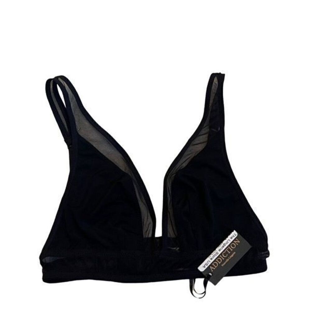 Addiction Black Mesh Triangular Bra NWT AD13-01 Size XS
